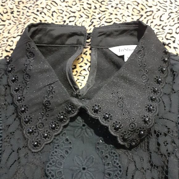 🌈LACE TOP W/BEADED COLLAR XS - Picture 3 of 6
